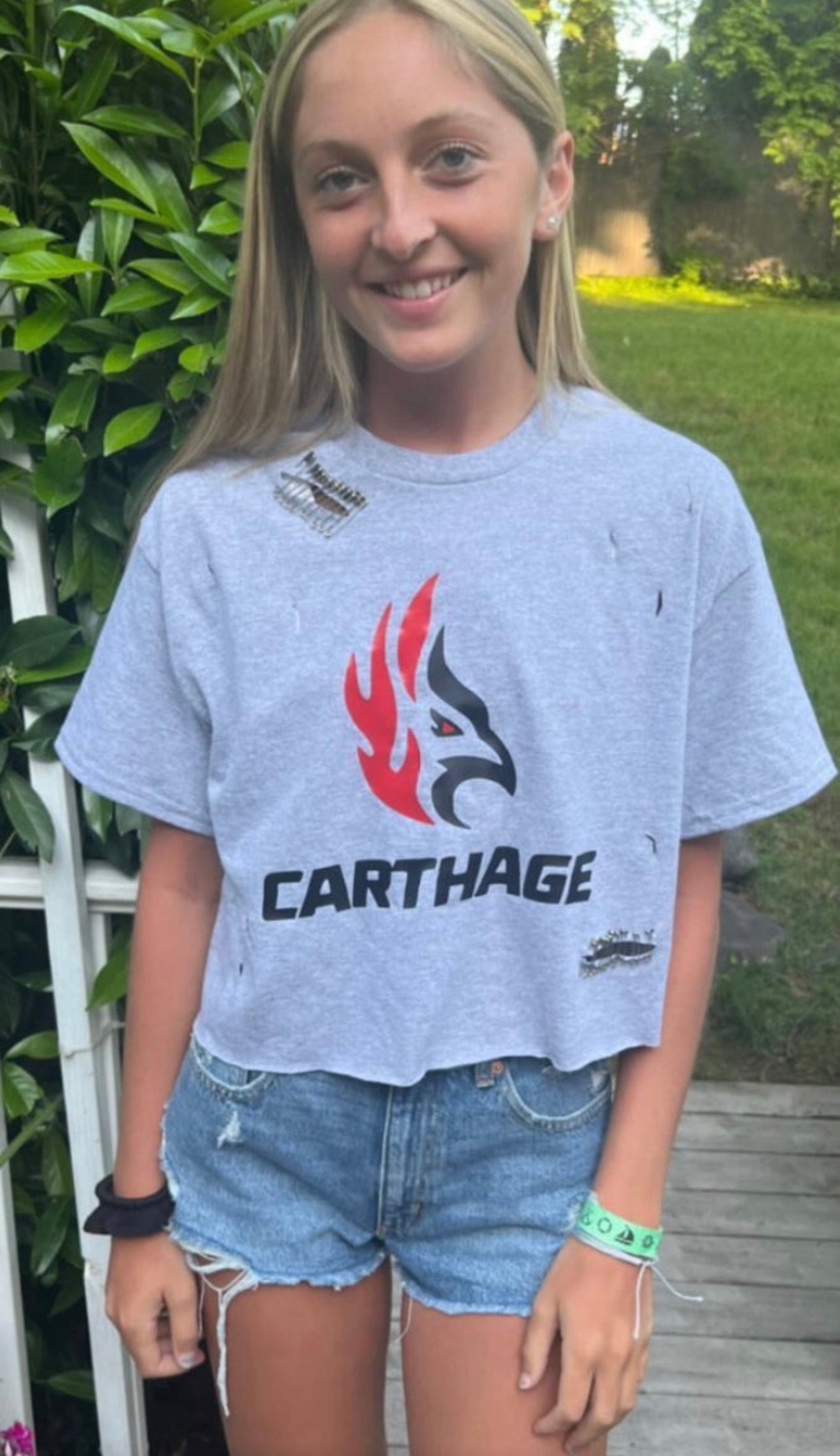 Custom safety pins tee (can make for ALL schools and camps) SEE MANY MORE COLLEGE ITEMS BY CLICKING BY COLLEGE TAB IN UPPER RIGHT CORNER ON WEBSITE!