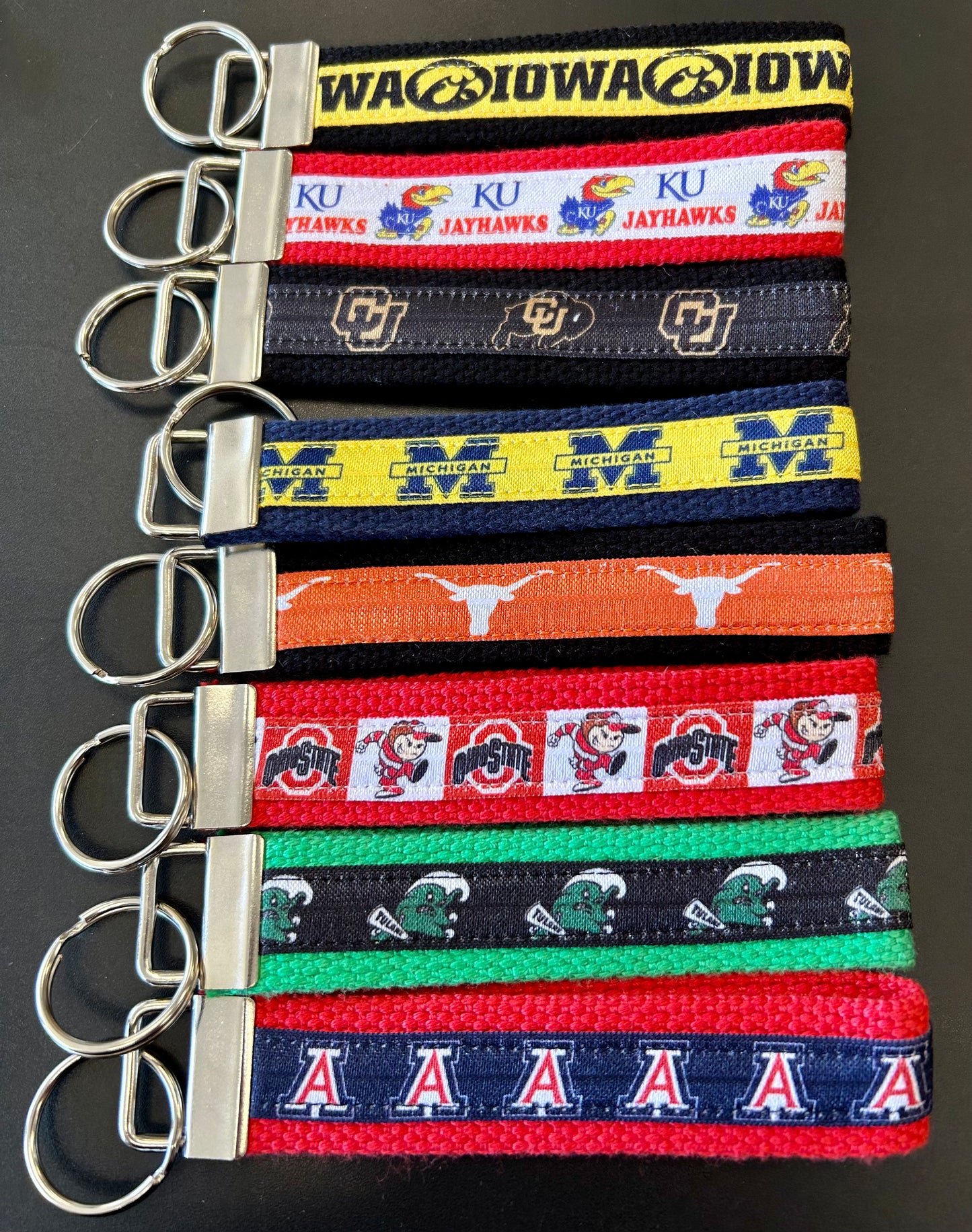 Great commitment gift! college wristlet keyrings (in stock and custom order)