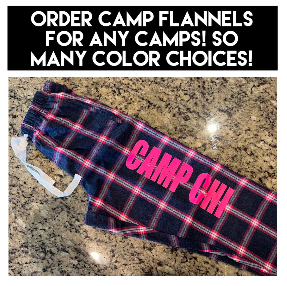 Flannel pants (IN STOCK & can also make for ANY school or camp or monogram, etc)