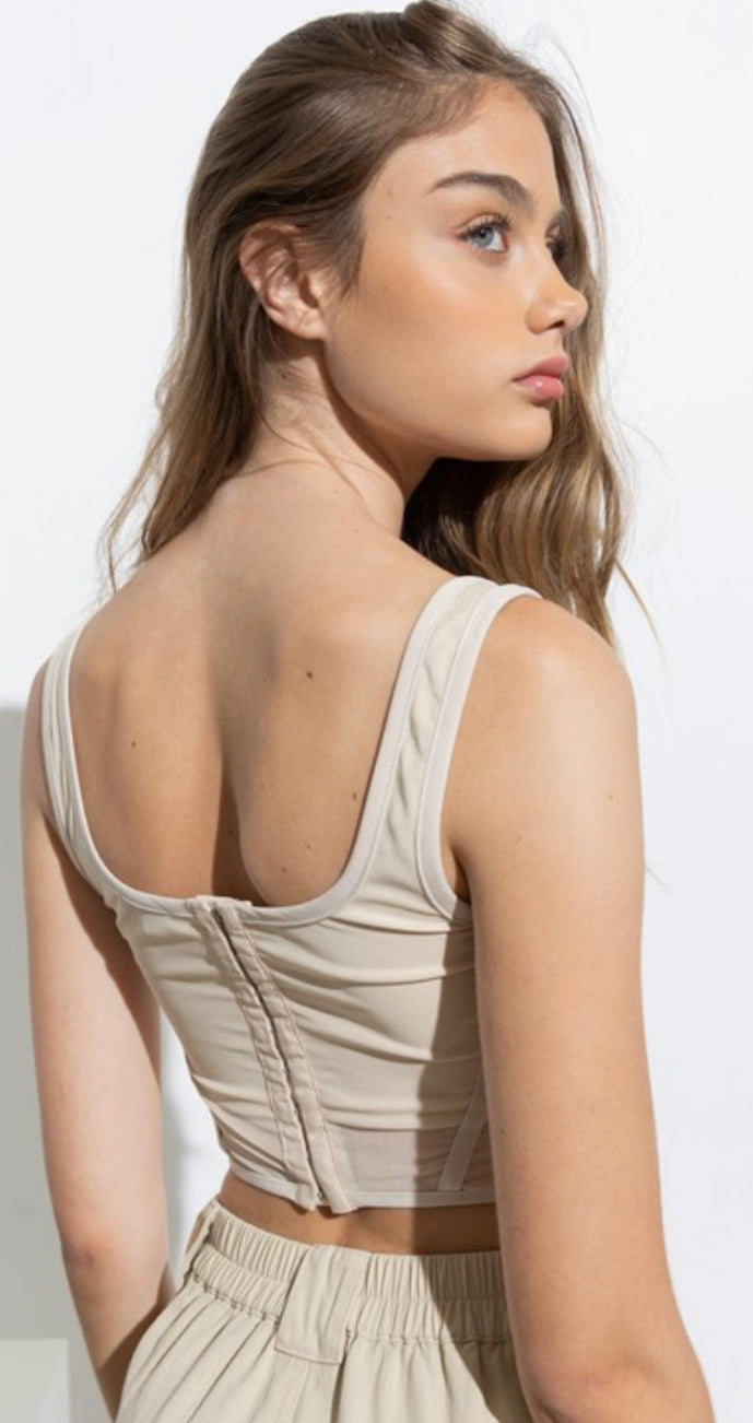 Tan corset style tank