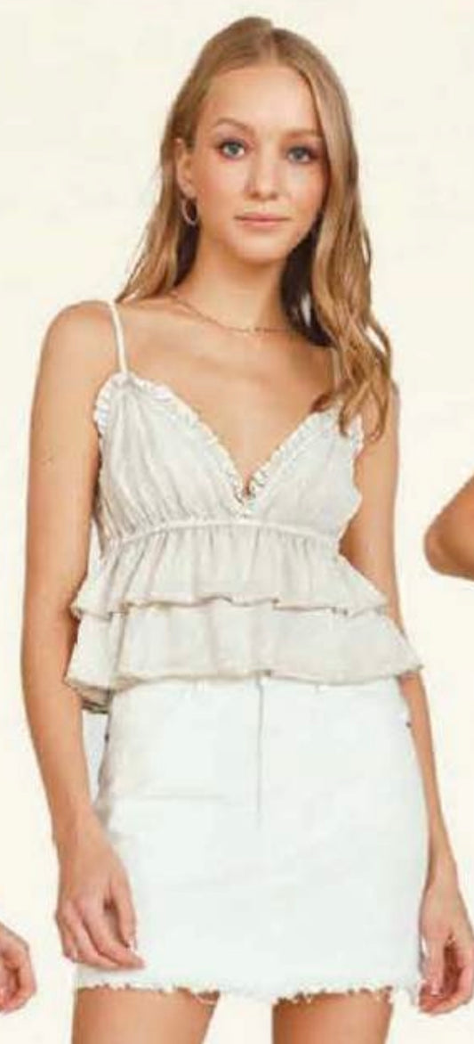 Vintage Havana tan ruffle cami