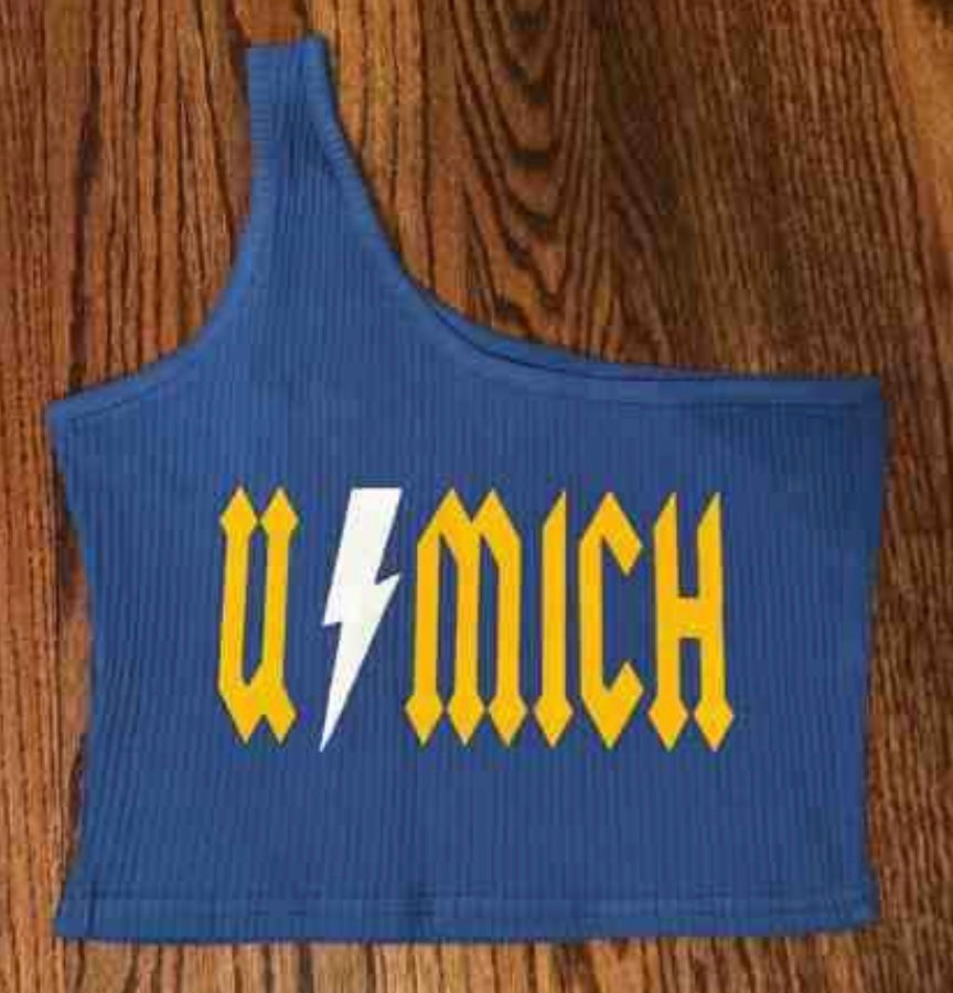 Custom college one shoulder crop (can make for any school)