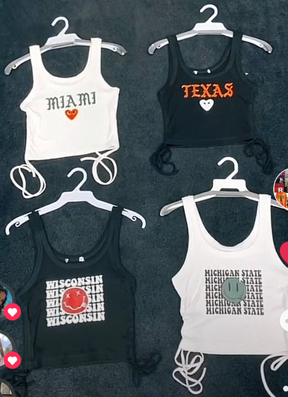 In stock: side ties tanks