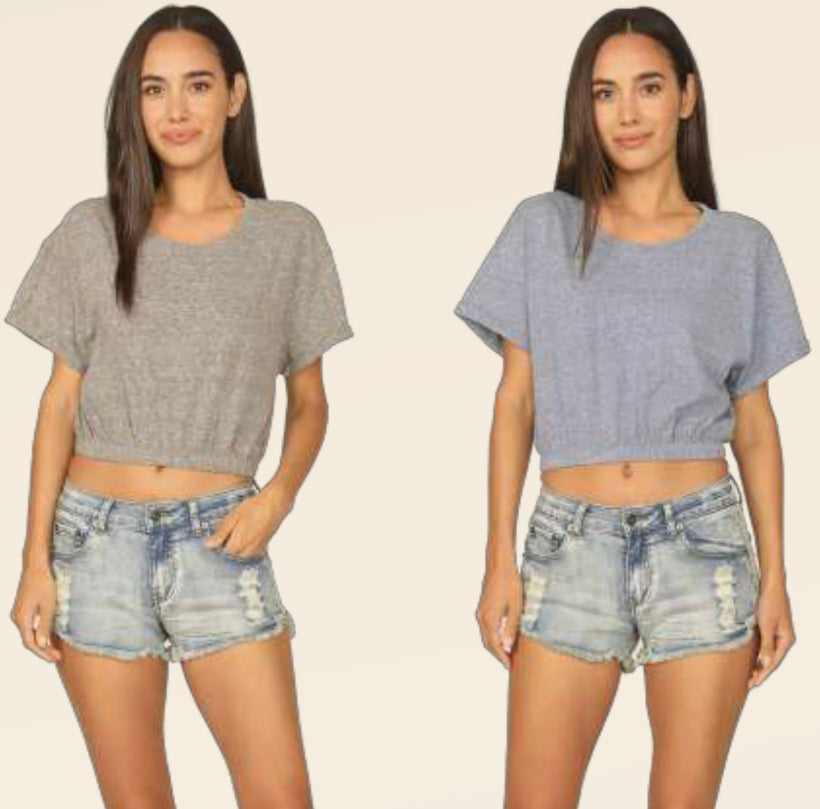 Mineral wash elastic bottom tee (2 colors)