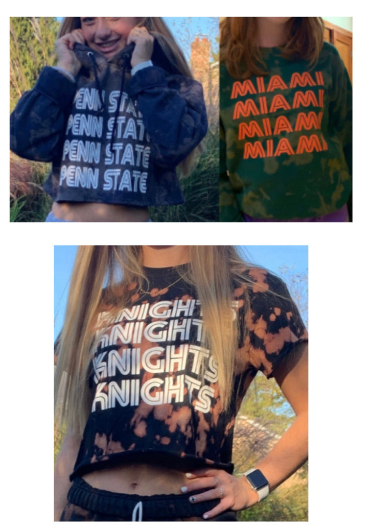 Custom college bleached repeat tee or sweatshirt (can be made for any school) - Lisa’s Boutique