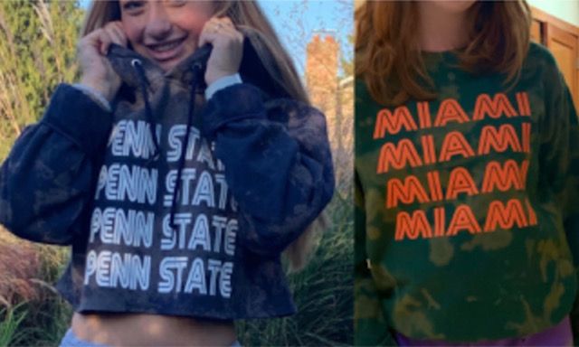 Custom college bleached repeat tee or sweatshirt (can be made for any school) - Lisa’s Boutique