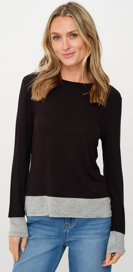 Six Fifty black/grey colorblock Izzy tee