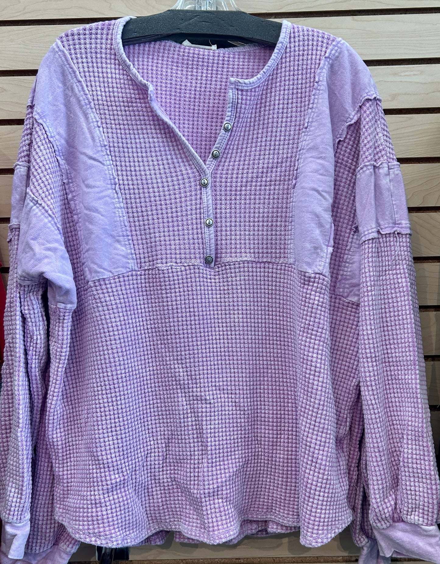 Orchid waffle henley top
