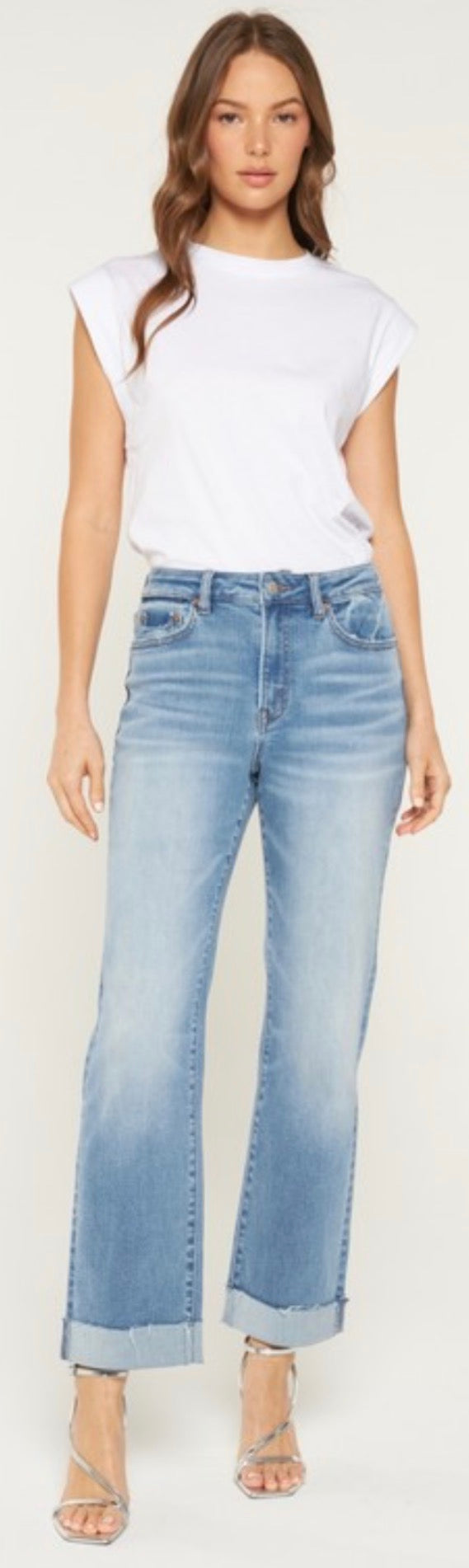 Mica slim wide leg with stretch and cuff bottom
