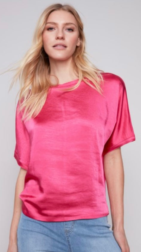 Charlie B pink satin front top, BEST SELLER