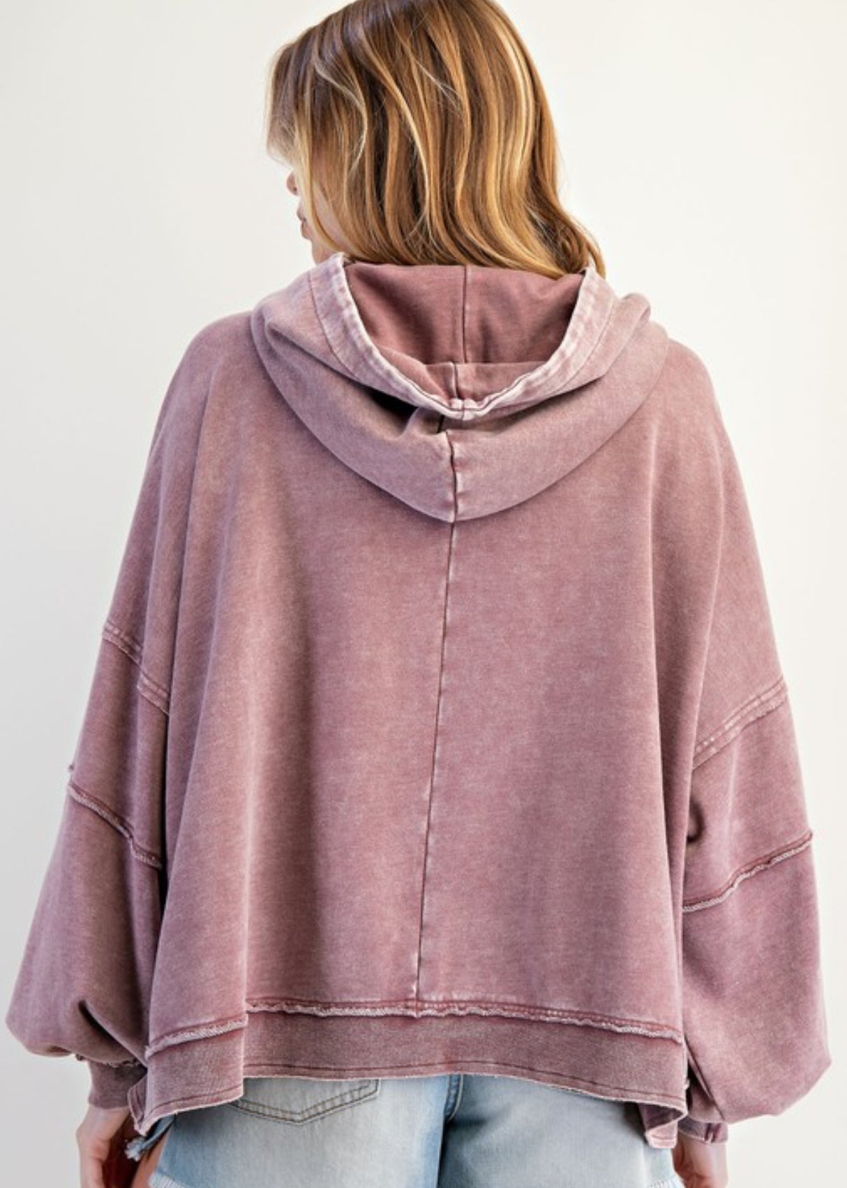 Washed plum loose fit hoodie