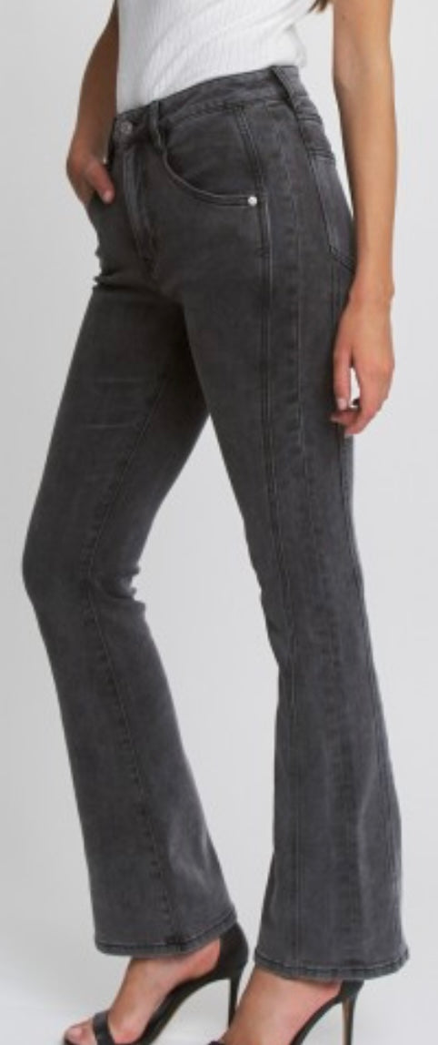 Mica grey denim high rise bootcut with tummy control panel and stretch