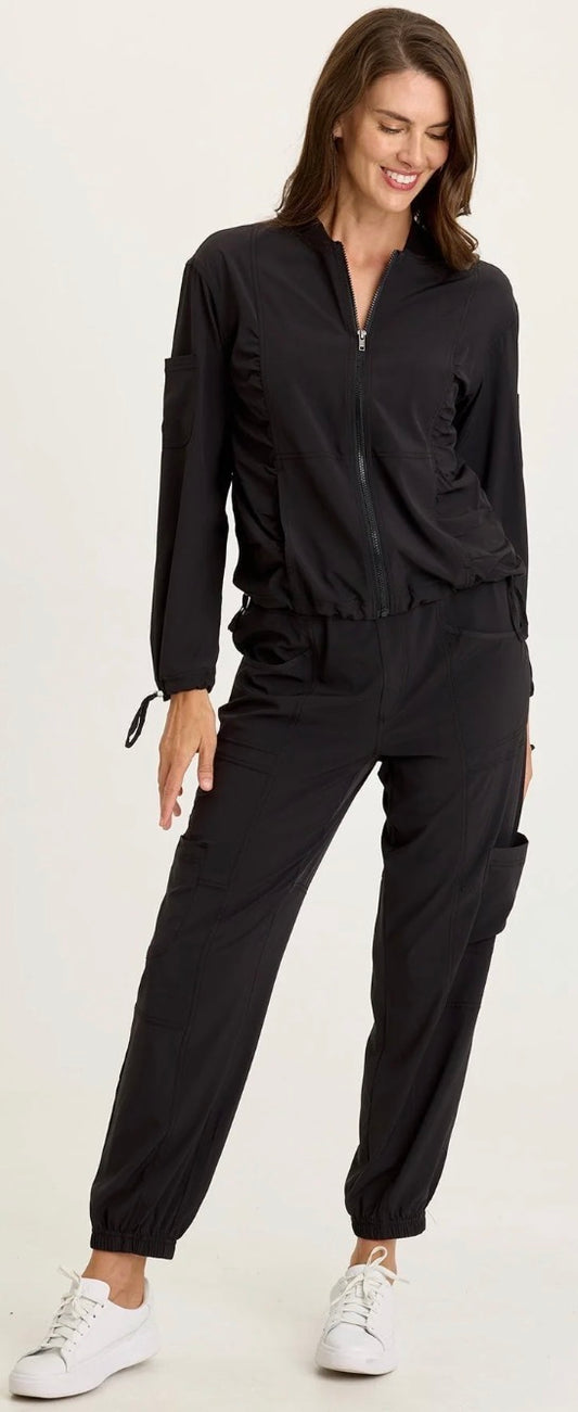 PREORDER NOW, RESTOCKING Friday…Wearables black whisper stretch soft and lightweight cargo joggers and matching zip jacket