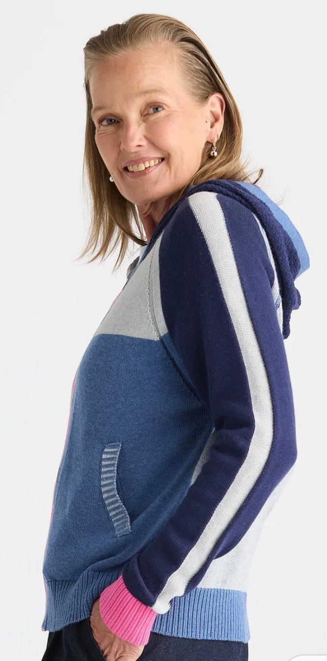 PREORDER NOW, Arriving Thursday…Zaket & Plover Plaited zip hoodie in Jean