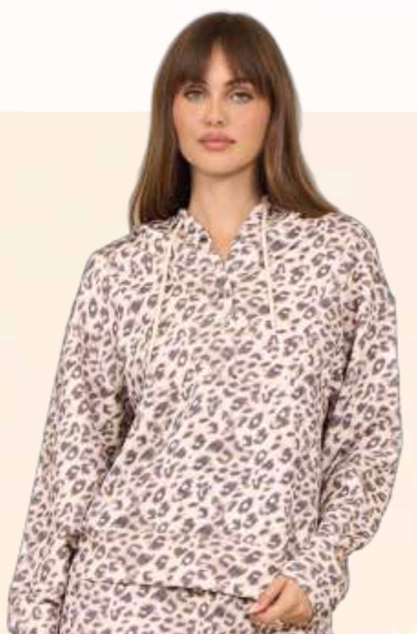 Vintage Havana leopard soft knit snap hoodie