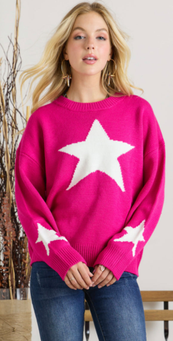 PLUS SIZE pink sweater with stars