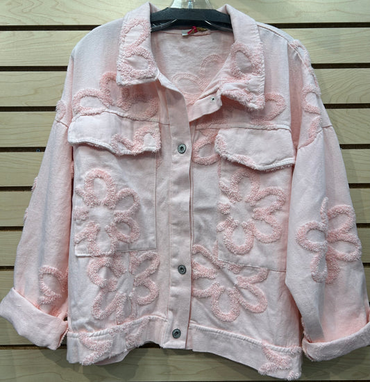 Denim jacket with flowers (also comes in white)
