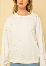 Load image into Gallery viewer, Relaxed fit crew neck sweatshirt with crystals all over (also available in plus size)

