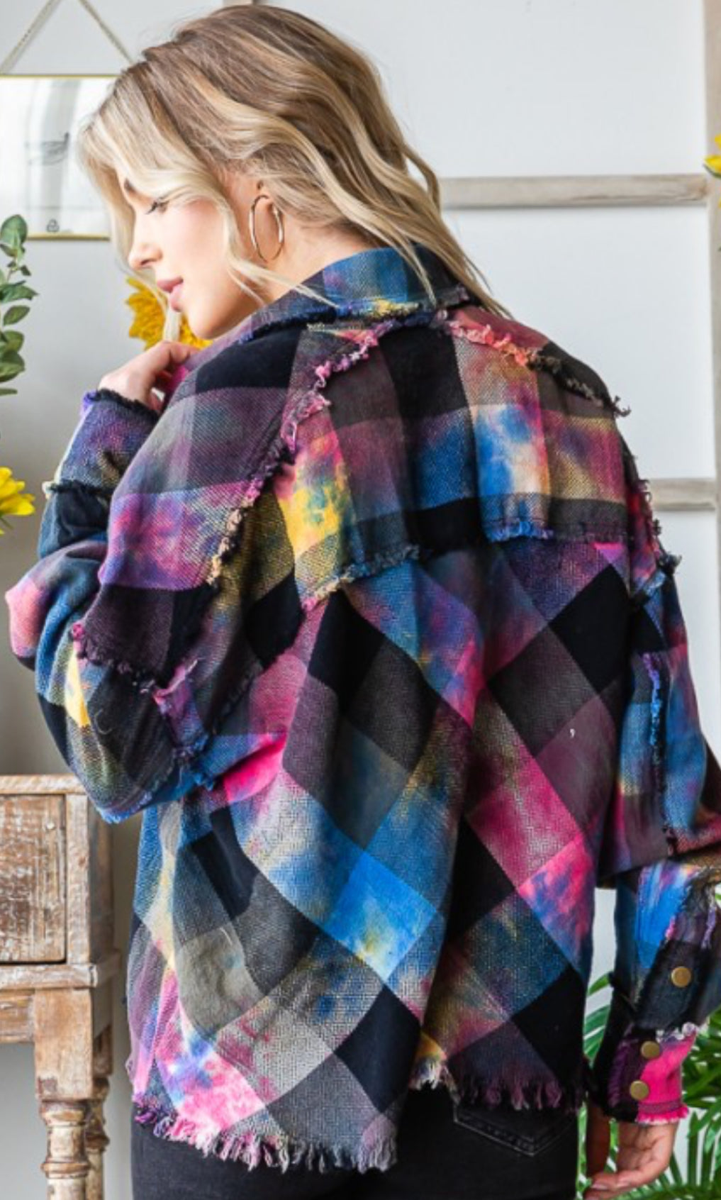 Multicolor snap front flannel