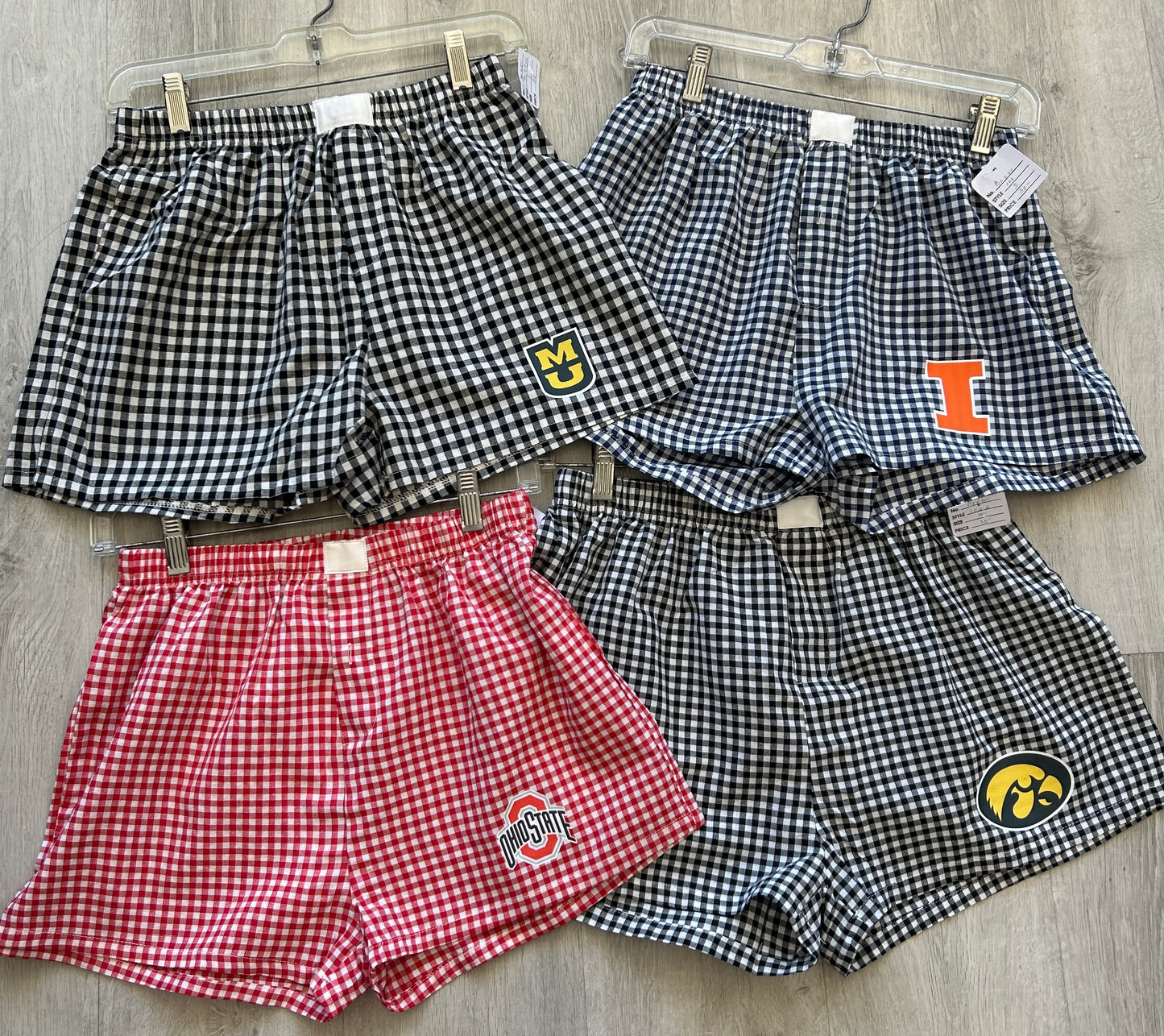 IN STOCK & Custom plaid woven boxers, GREAT GRAD GIFT! (ALL schools available to order)