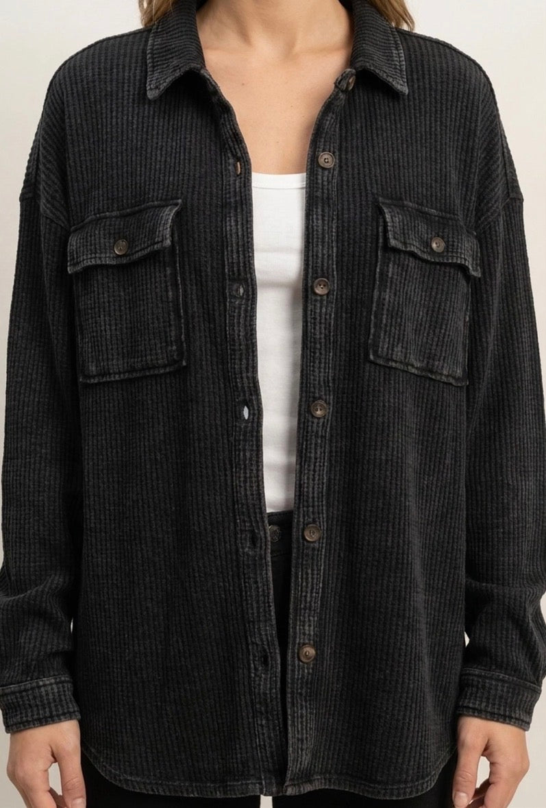 Super soft rib loose fit shacket