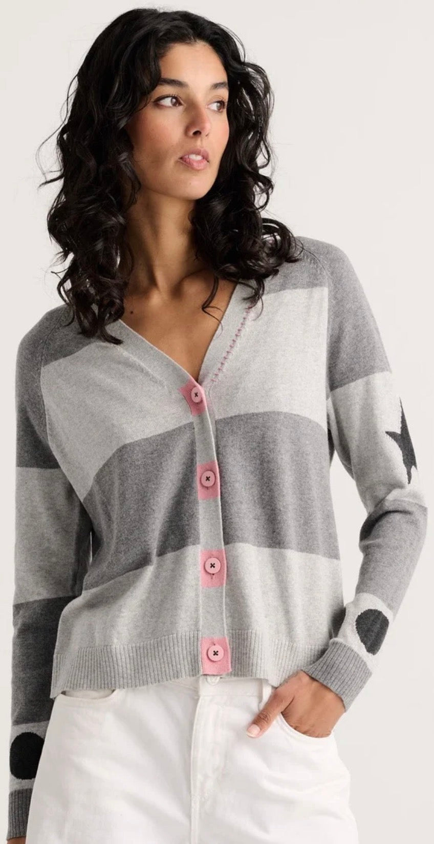 PREORDER NOW, Arriving Thursday…Zaket & Plover stars and spots cardigan in Marl