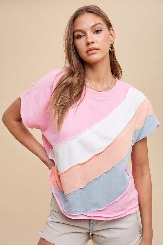 Multi colorblock lightweight french terry top (available up to size XL)
