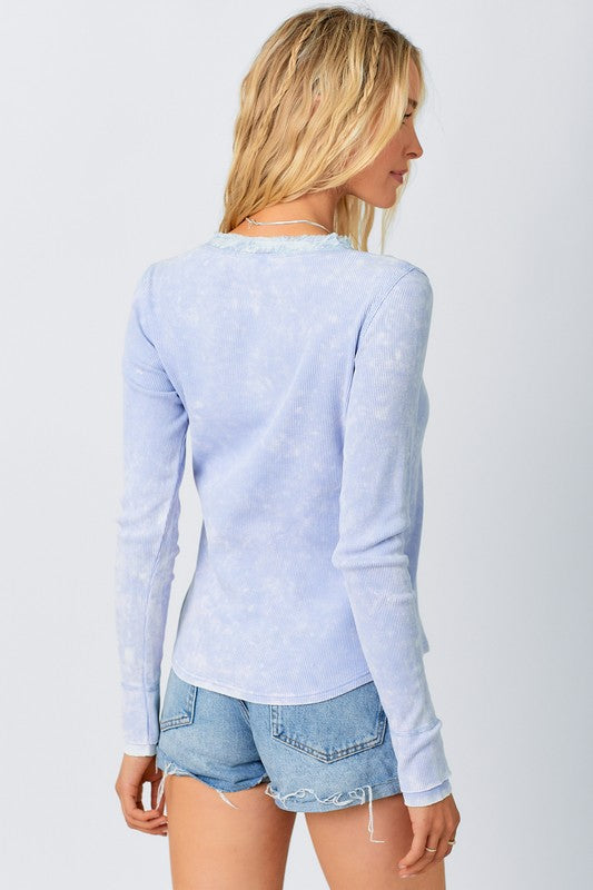 Ice lilac mineral wash thermal henley