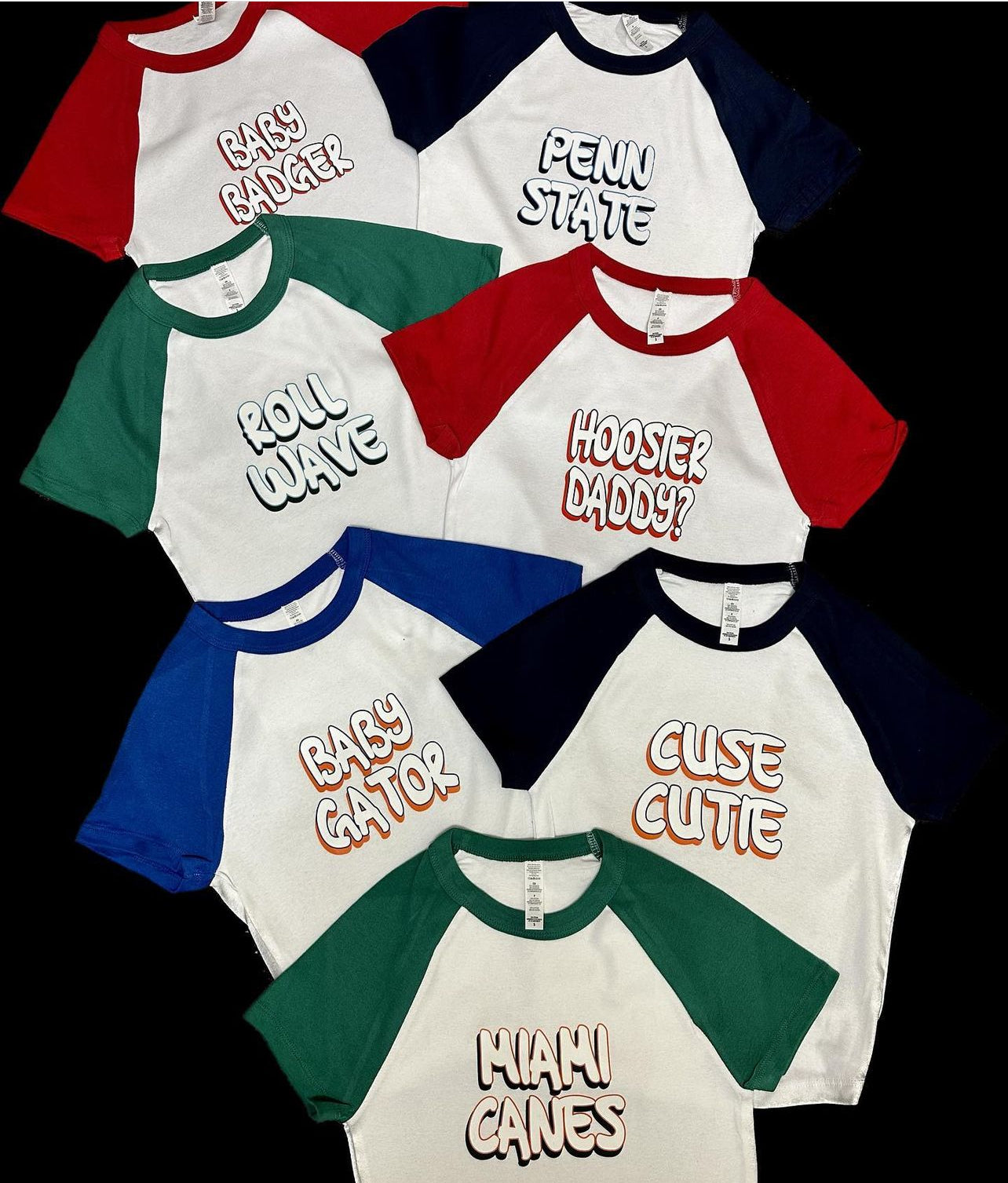 Custom hand drawn cropped baseball tee (order for ANY school or camp)
