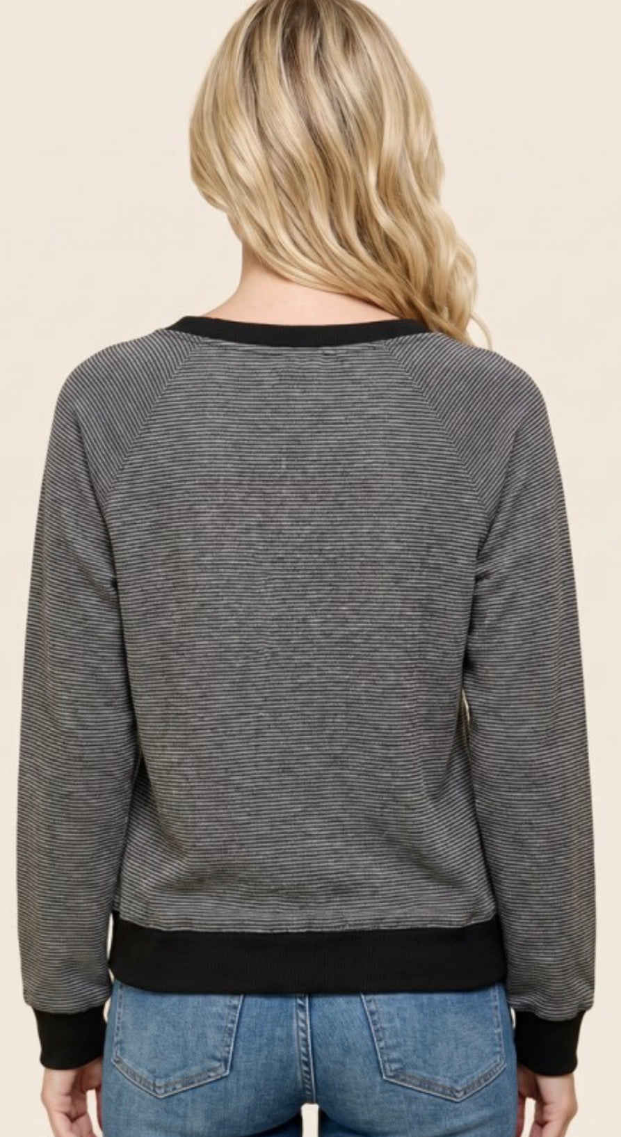 PREORDER NOW, Arriving Wednesday…Black trim knit top