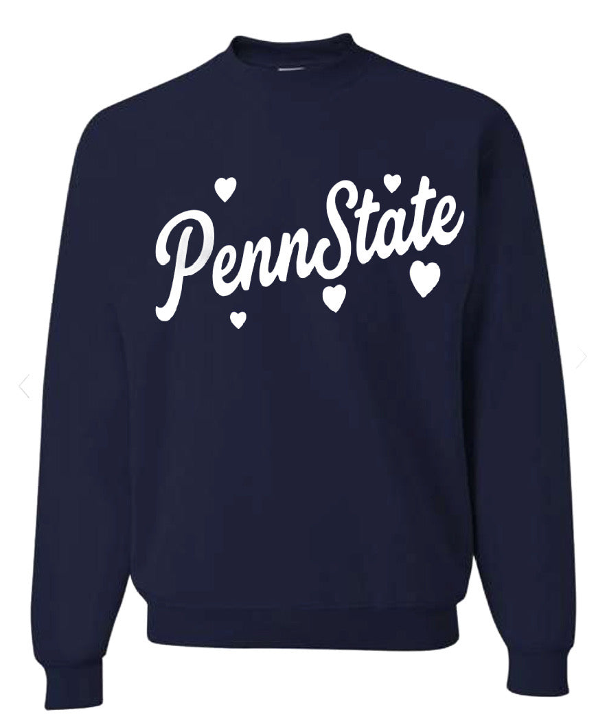 Custom heart design mock neck, crew, hoodie, tee or cut shoulder sweatshirt (available to order for ANY school, camp or anything else!) SEE MORE COLLEGE ITEMS BY CLICKING COLLEGE TAB!