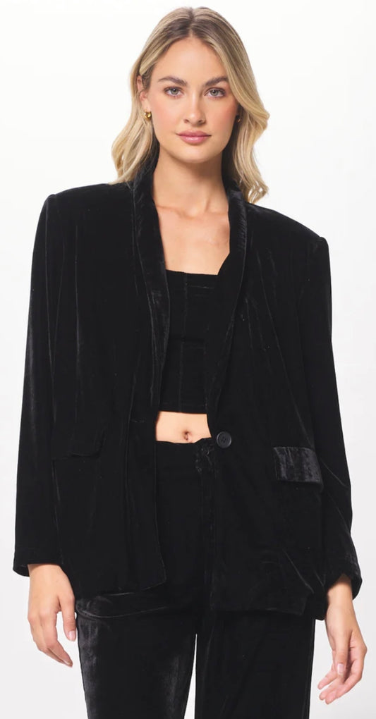 Vintage Havana black soft velvet oversized blazer