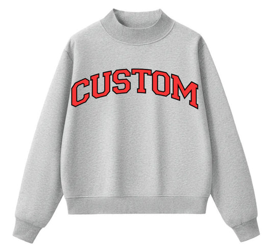 Parke inspired heavy fleece mock neck sweatshirt, can be made for ANY school, many color options