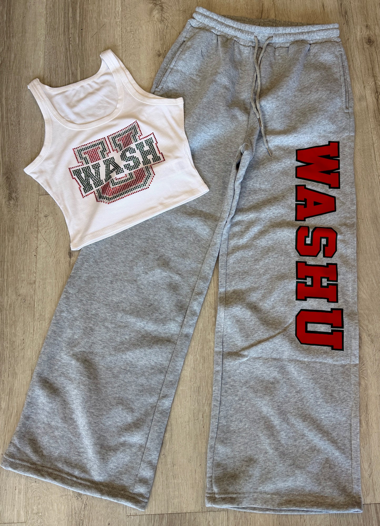 IN STOCK & custom order: wide leg sweatpants (ALL schools available to order)