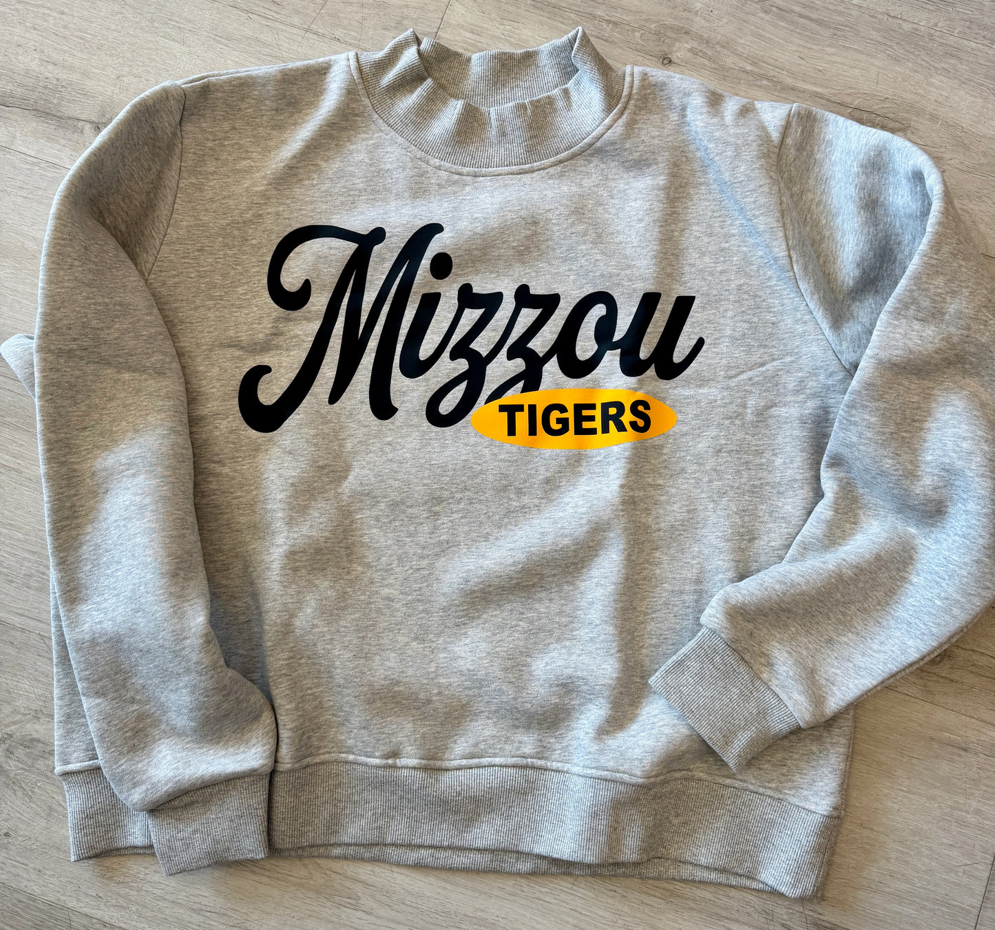 Heavy fleece mock neck with retro print and pants and shorts, see pics for color options (ALL schools are available to order)