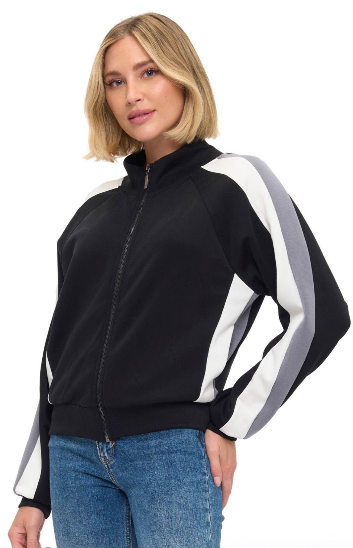PREORDER NOW, Arriving tomorrow…Black soft scuba set (sold separately) with grey and white stripes