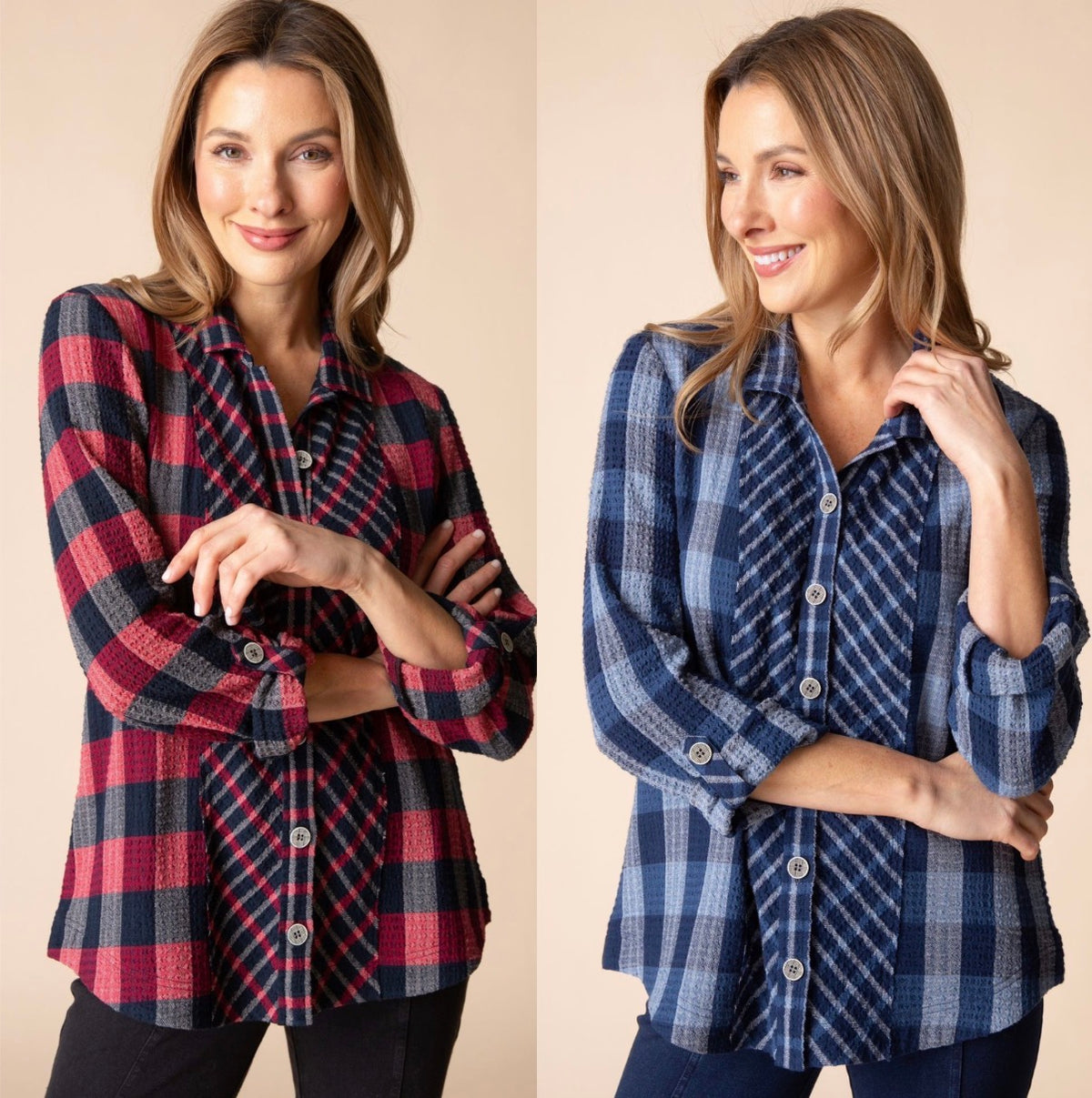 PREORDER NOW, Arriving Friday…Habitat plaid blouses, available Small through XXL