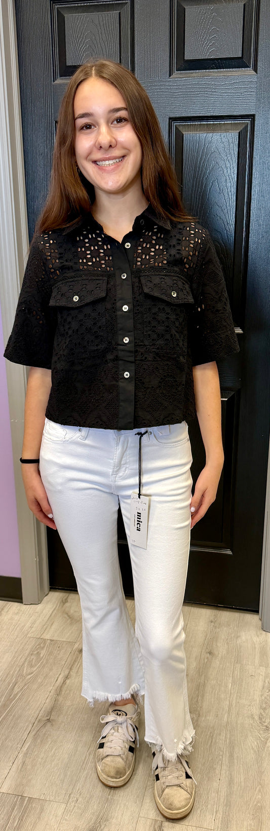 Six Fifty black Tove eyelet blouse
