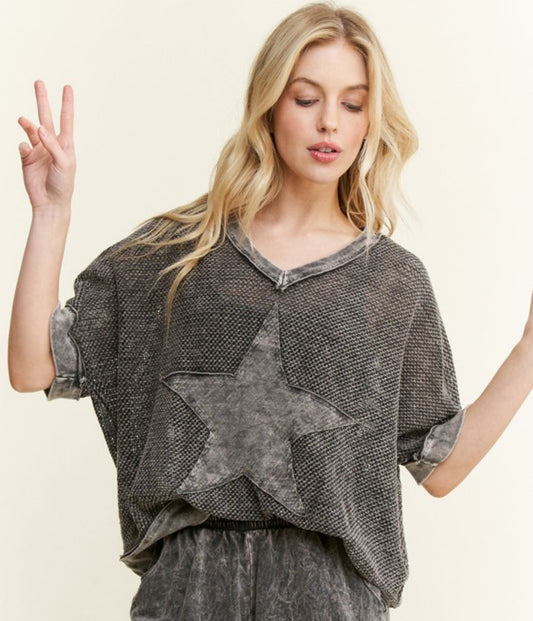 Black mesh top with star