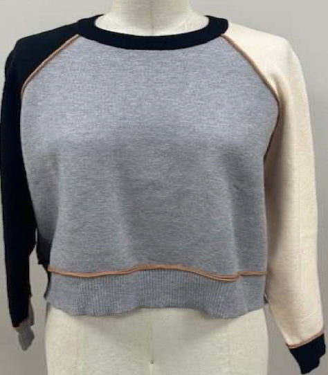 THML grey colorblock lightweight sweater
