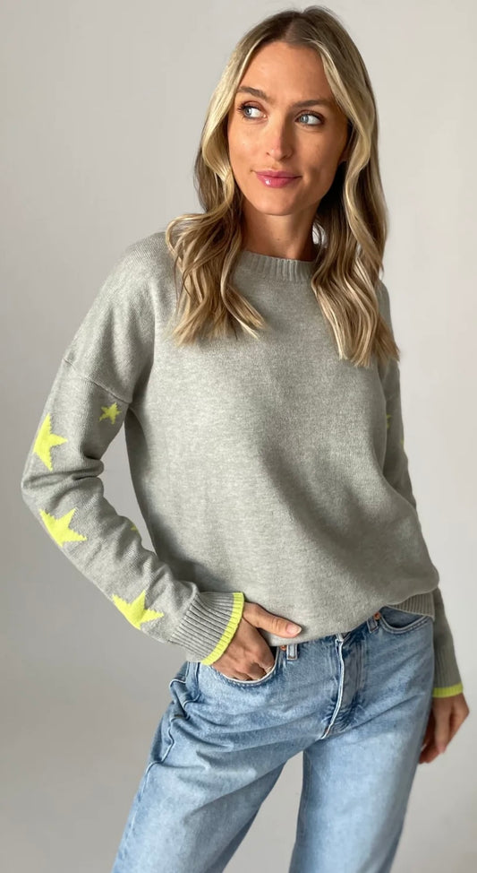 Six Fifty Grey with yellow stars Tatum sweater