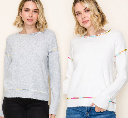 Super soft sweaters with stitch accent