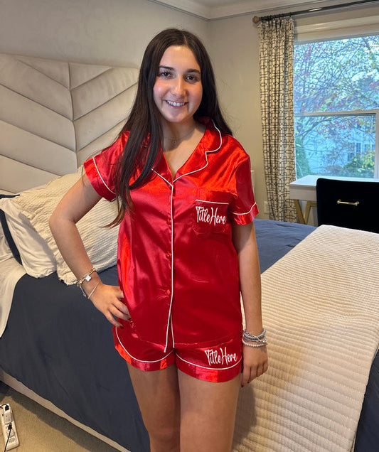 Custom order & in stock satin pajama set (ALL schools are available to order, 2 design options, see pics) GREAT GRAD GIFT!