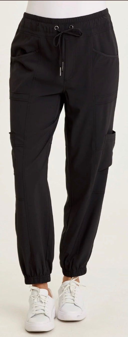 Wearables black whisper stretch soft and lightweight cargo joggers and matching zip jacket