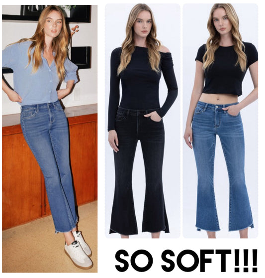 Vervet super soft ankle length flare jeans (perfect length for someone shorter, will not need to have shortened)