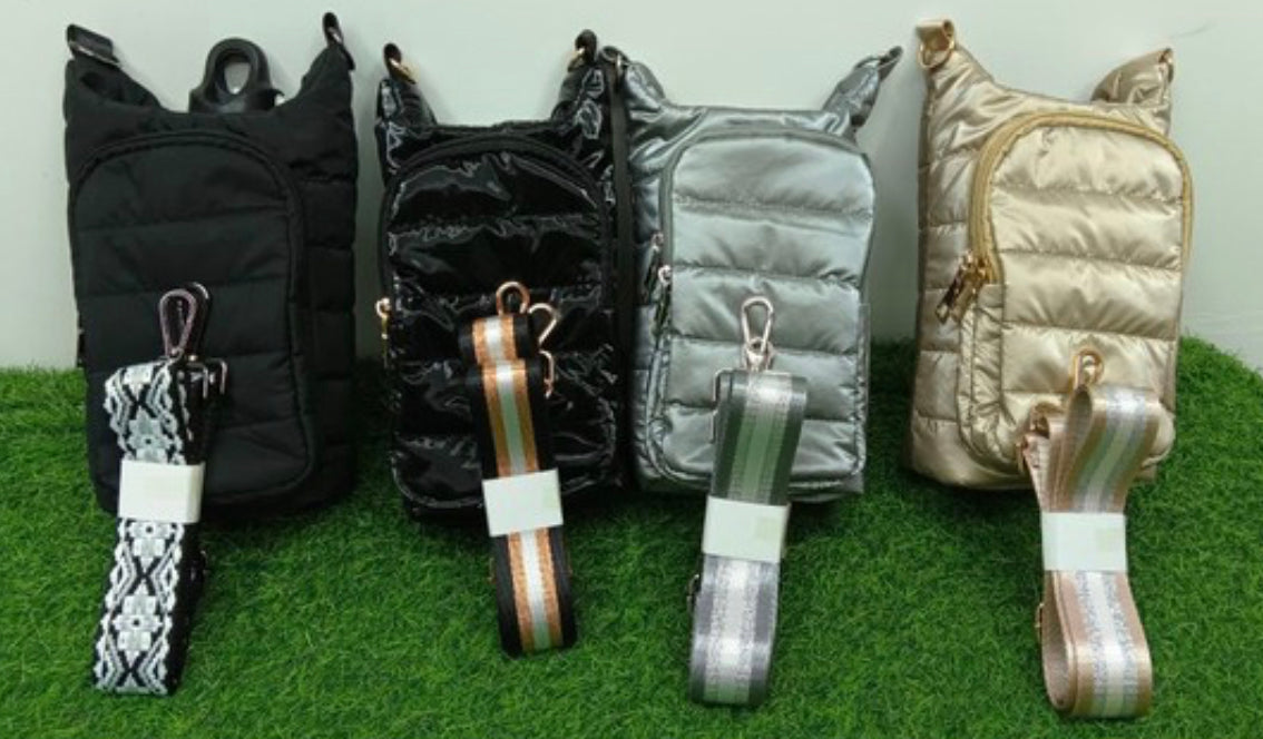 HOT ITEM, water bottle crossbody bag...great for gifts, travel, walks and more!