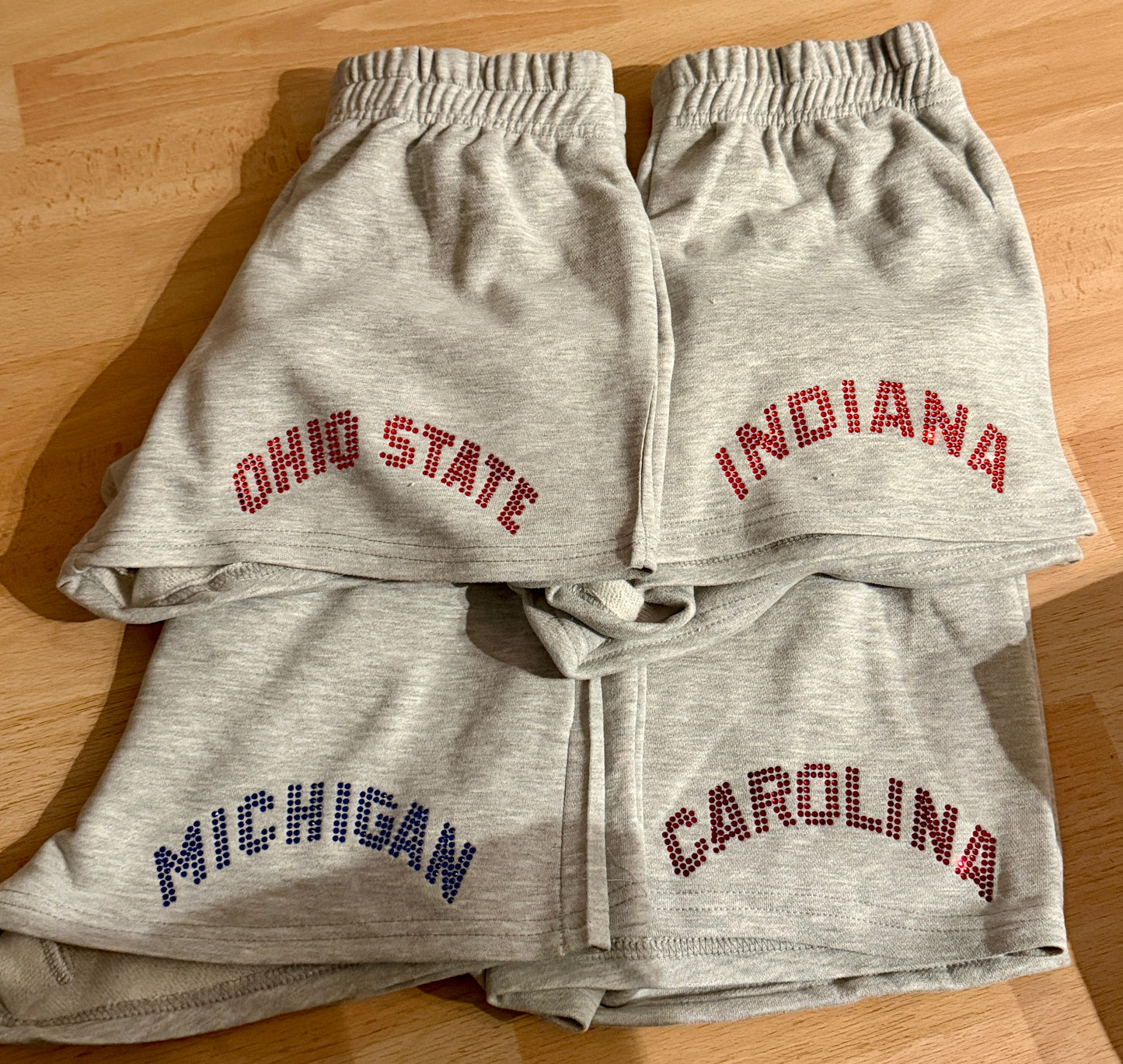Bling title sweatshorts, see pic 2 for available schools