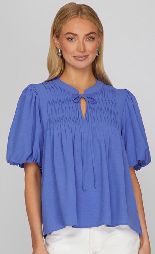 Periwinkle pleat detail top