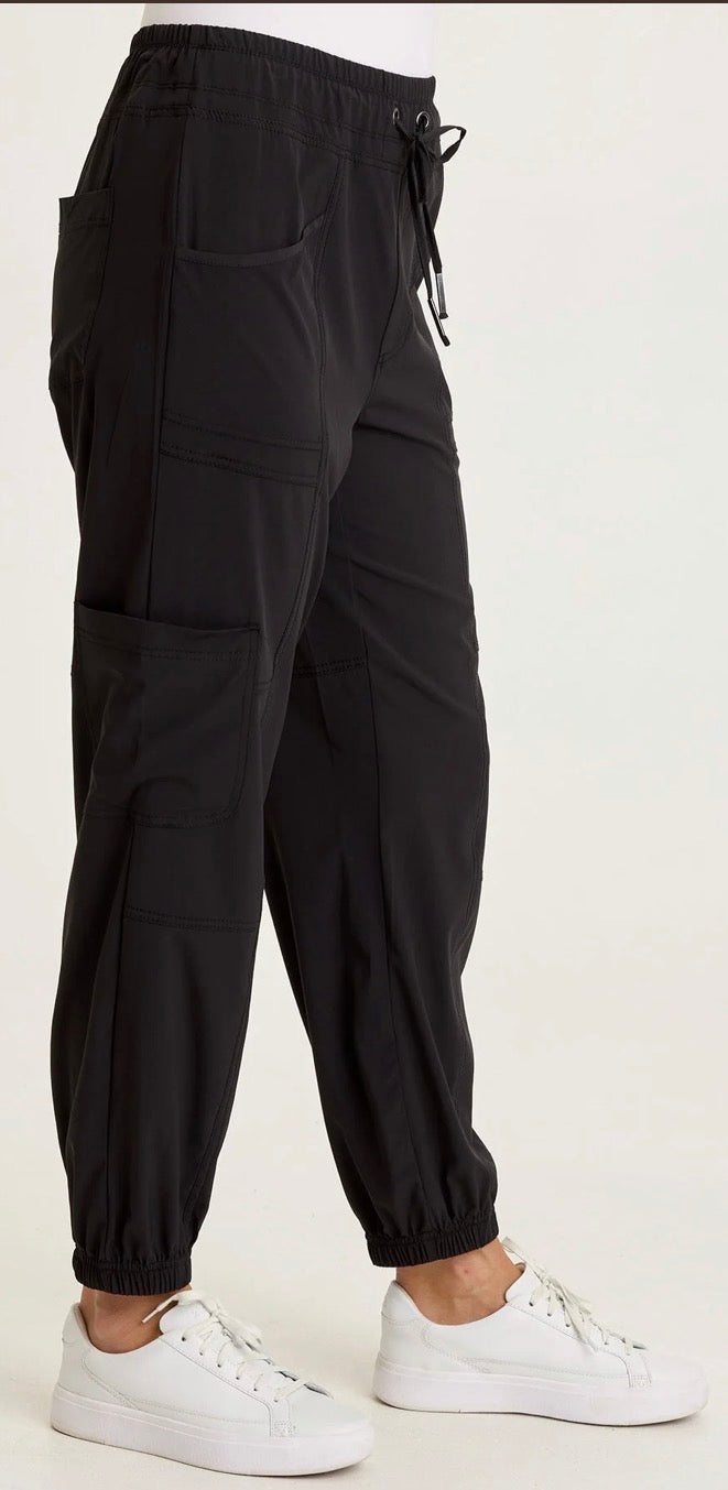 Wearables black whisper stretch soft and lightweight cargo joggers and matching zip jacket