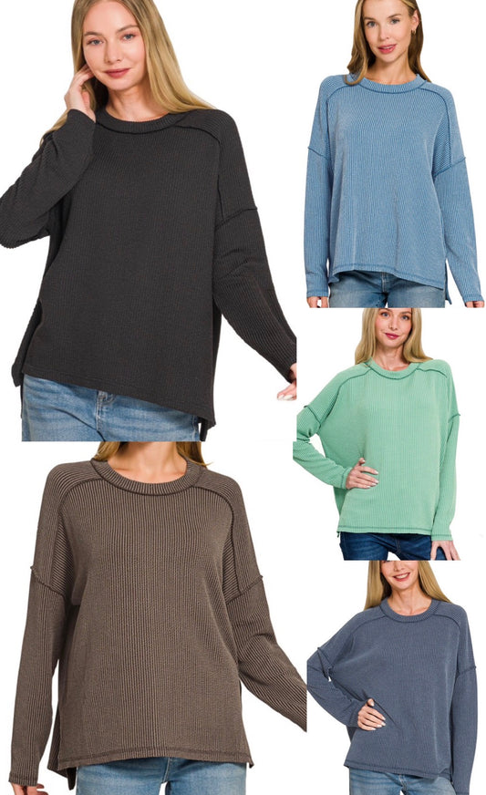 BEST SELLER EVERY SEASON! Loose fit ribbed long sleeve top